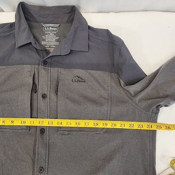 L.L. Bean Grey Long-Sleeve Button-up Shirt Jacket Men's Size L I1 - Picture 5 of 8